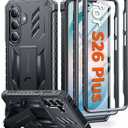 FNTCASE for Samsung Galaxy S26+ Plus Case: with Kickstand | 2 Front Frames | Built-in Screen Protector Military Grade Drop Proof Protection Rugged Protective Phone Case for S26 Plus 6.7 Inch Black