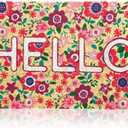 Juvale Natural Coir Welcome Mat - Floral Hello Design & Spring Decor - High Pile Comfort for Spring Door Mat - Coir Construction & Outdoor Doormat - 17 x 30 in, Coco