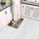 Mrcrypos Brown and Grey Small Kitchen Mat for Floor 17.3"x29" PVC Leather Kitchen Rug Waterproof Cushioned Anti Fatigue Comfort Mat Non Slip Standing Mat Laundry Kitchen Accessories