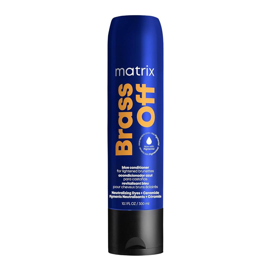 Matrix Brass Off Blue Conditioner - Tones and Removes Brassy Orange Undertones, Pigmented Conditioner For Color-Treated Hair and Lightened Brunettes, Vegan (10.1 Fl Oz)