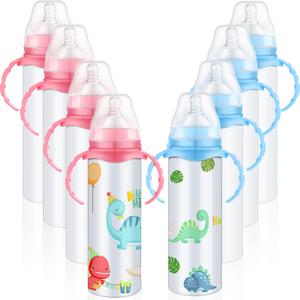 4 Pcs Trelaco Sublimation Blank Sippy Cups with Handle 8oz, Non-toxic Stainless Steel Double-wall Vacuum Insulated Cups, Spill Proof & Dishwasher Safe for Toddlers