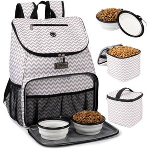 BAGLHERDog Travel Bag, Airline Approved Pet Supplies Backpack, Dog Travel Backpack with 2 Silicone Collapsible Bowls and 2 Food Baskets