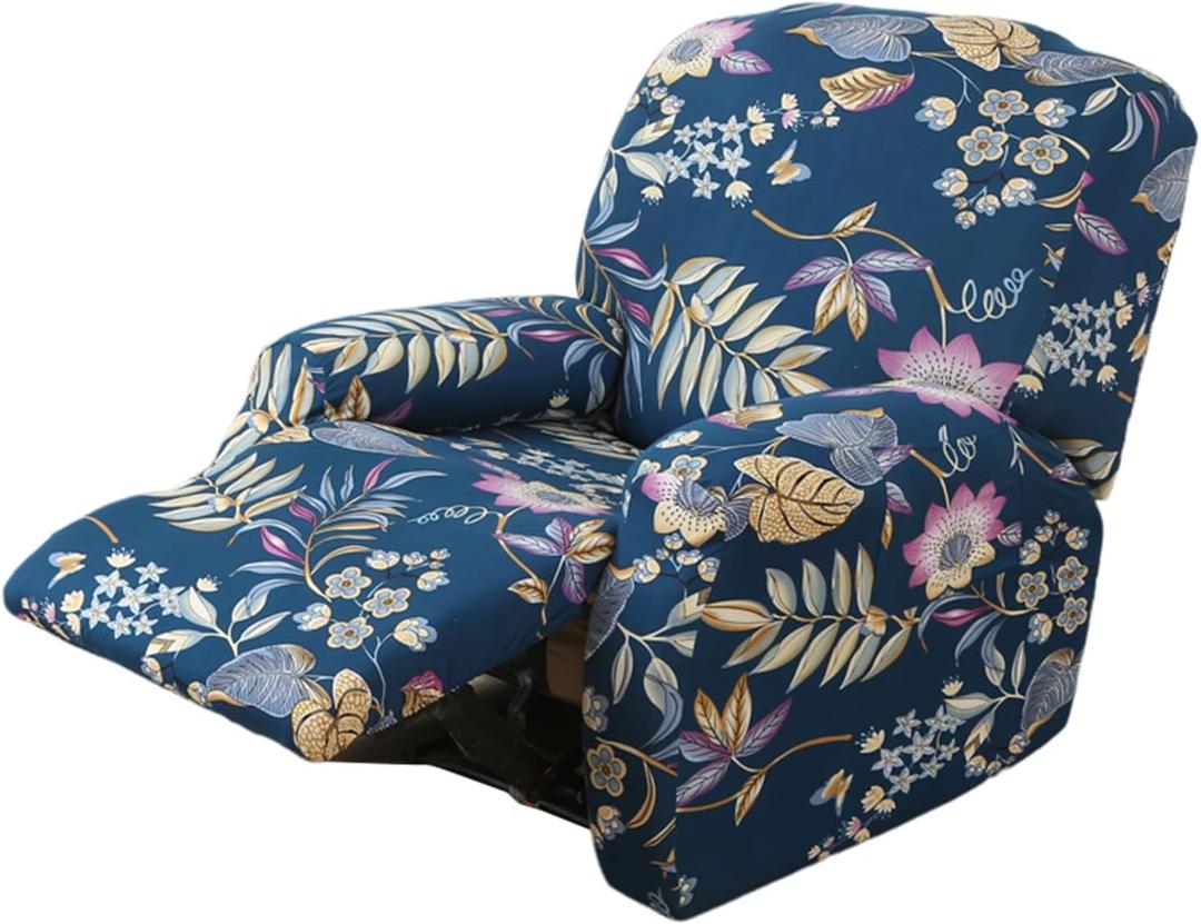 FUANGUI Recliner Chair Cover 4-Pieces Lazyboy Cover for Recliner Chair with Storage Pockets Furniture Protector for Living Room, Jacquard Sofa Slipcover for Kids, Pets, Dog and Cat