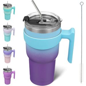 BJPKPK 30 oz Tumbler With Handle Insulated Tumbler With Lid And Straw Stainless Steel Travel Mug Coffee Cups,Ocean Dream