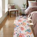 Beeiva Floral 2x6 Runner Rug Non Slip Washable, Paisley Washable Kitchen Rugs with Low Pile, Ultra Thin Carpet for Hallway Runner Laundry Bathroom (Beige,2'x6')
