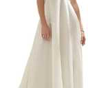 Abaowedding Women's Wedding Dress Lace Double V-Neck Sleeveless Evening Dress Ivory US 2
