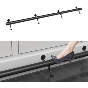 Bar Foot Rail Kit 4ft / 6ft / 8ft - Stainless Steel Complete Floor Standing Bar Foot Rest - Matte Black Foot Rail System with Tubing, Wall Brackets, End Caps & Internal Connector