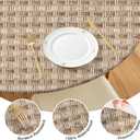 Weave Printed 42 Inch Round Fitted Cloth Tablecloth with Elastic Edged, Waterproof Oil Proof Wipeable Table Cover for Indoor Outdoor Patio Table, Fits Round Tables Up to 40" - 44" Diameter