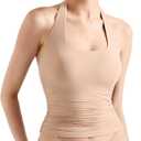 SUUKSESS Women Halter Tank Tops Double Lined Backless Y2K Trendy Going Out Tops (Small, Nude)