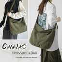 Canvas Tote Bag Casual Hobo Crossbody Shoulder Bag for Women and Men Large Purse Messenger Bag Travel Work, Army Green