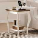 ChooChoo End Tables Living Room, Side Tables Living Room with Curved Legs and Storage Shelf, Small End Tables for Small Spaces, Soft White