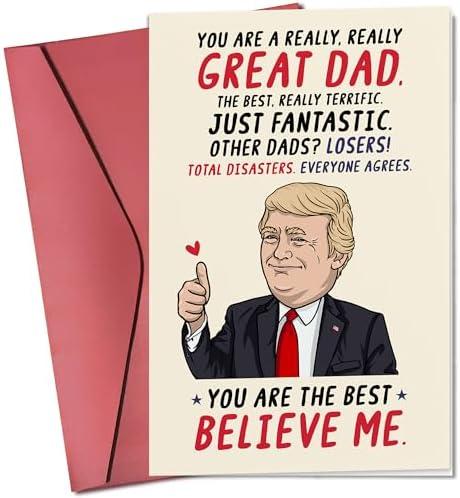 Pack of 2,Pawzity Fathers Day Card - Funny Cards for Dad from Daughter, Son, Kids, Children - Fathers Day, Birthday Cards for Dad, Daddy, Papa - Single 5.3''X 8'' Folded Greeting Card with Envelope
