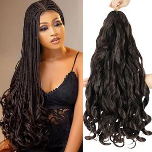 6 Packs French Curls Braiding Hair 24 Inch Loose Wave Bouncy Braiding Hair with curly ends Pre Stretched 100g/pack Yaki Curly Hair for Black Women Hair Extensions (#4)
