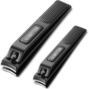 Nail Clippers Manicure Set, Toenail Clippers and Fingernail Clippers, Sharp and Durable Stainless Steel Nail Cutter w/Metal Case for Men and Women, Black