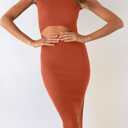 PRETTYGARDEN Women's Summer Midi Bodycon Dresses Casual Crew Neck Side Slit Sleeveless Knit Cut Out Tank Top Dress (S)