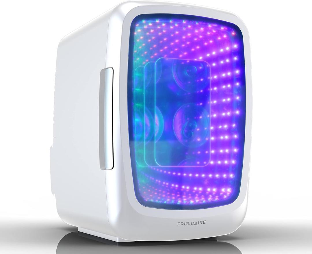 Frigidaire EFMIS179 Gaming Light Up Mini Beverage Refrigerator, White