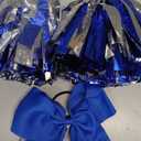 Hanaive 3 Pcs Cheerleading Pom Poms and Large Cheerleader Hair Bow Metallic Cheer Supplies for Team Spirit Sports Dance Cheering