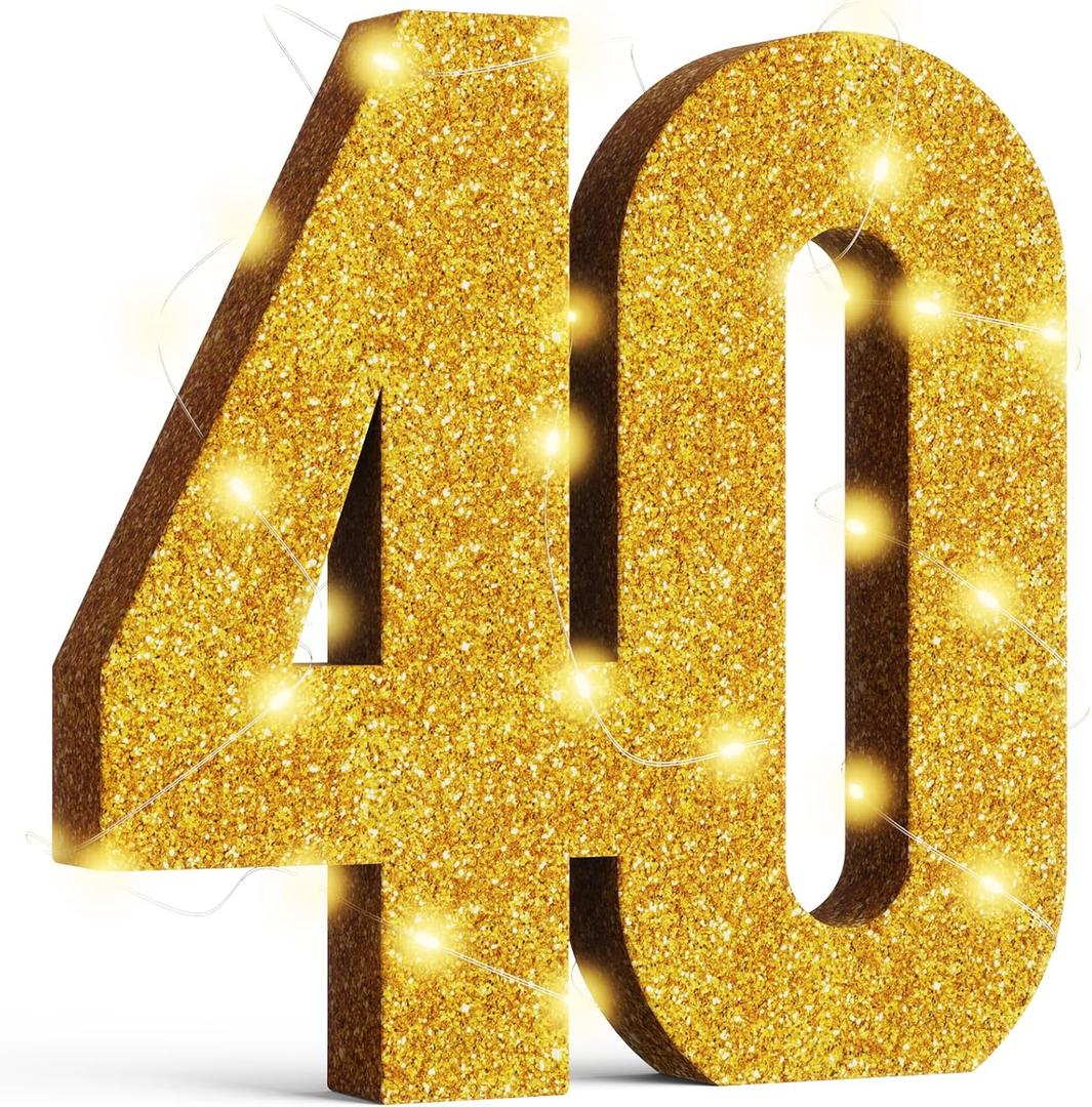 Usongshine Happy 40th Birthday Decorations Anniversary Decorations 40th Centerpiece Table Decorations for Men Women(30 * 30 * 3cm)