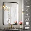 20x28 Inch LED Bathroom Mirror with Lights, Black Metal Frame Wall Mounted Lighted Vanity Mirrors for Wall,Anti-Fog 3000K/4500K/6000K Dimmable Led Mirror,ETL Listed LED Driver