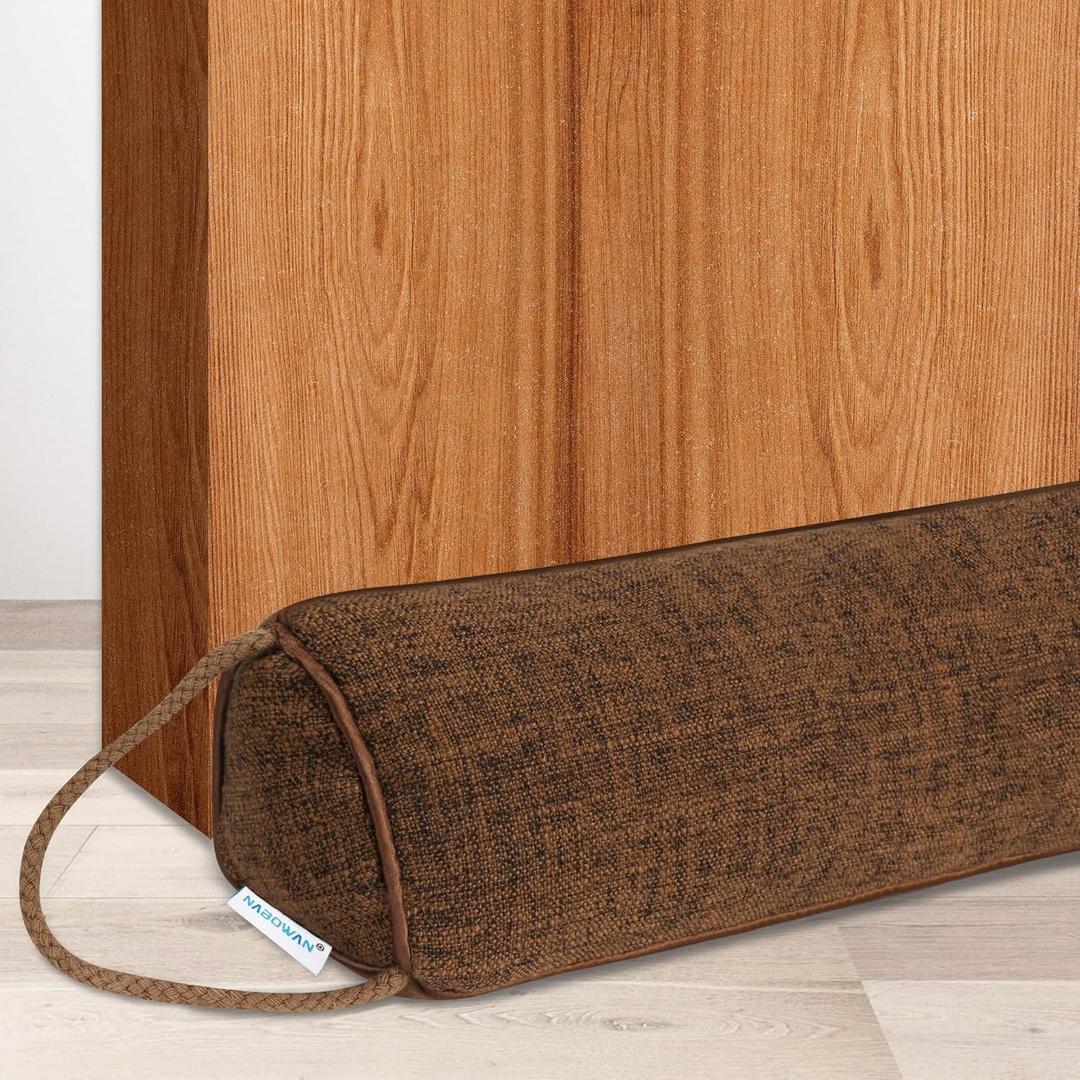 NABOWAN 38" Weighted Under Door Draft Stopper -Triangular Door Draft Blocker with Hook Loops for Easy Install, Save Energy, Home Room Essentials (Dark Brown)