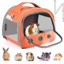Bissap Guinea Pig Carrier Bag, Portable Small Animal Carrier Pouch for Hamster Chinchilla Rabbit Gerbil Hedgehog Sugar Glider Outgoing Travel Carrying Case Orange