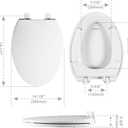 Toilet Seat Elongated with Cover Soft Close, Easy to Install, Plastic, White, Suitable to Elongated or Oval Toilets