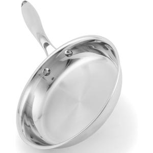 Stainless Steel Pan 8 InchNon-Toxic PFAS, PFOA & PTFE Free, Compatible With All Cooktops & Induction Safe, Oven Safe Pan for Searing & Sauting, Long Lasting Cookware