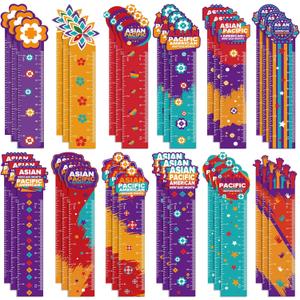 Skyygemm 120 Pcs Asian Pacific American Heritage Month Bookmarks Ruler Bulk Asian Pacific American Heritage Month Gifts for Educational Learning Activities Teacher APA Supplies Classroom Rewards