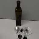 AOZITA 17oz Glass Olive Oil Dispenser - Oil and Vinegar Cruet Bottle with Stainless Steel Pourers - Funnel For Easy Refill - Olive Carafe Decanter for Kitchen (Dark Brown)