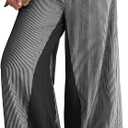 TARSE Womens Linen Wide Leg Pants Striped Drawstring Elastic Waist Loose Fit Summer Boho Casual Trendy Pants with Pockets (S)