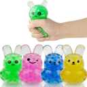Anditoy 4 Pack Big Easter Bunny Squeeze Toys Stress Balls Stress Relief Toys for Easter Basket Stuffers Eggs Fillers Gifts Party Favors