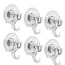 Set of 6 Wall Suction Hooks for Bathroom 70 mm Plastic Hooks with Powerful Towel Holder Crown Door Robe Coat Tea Towel, Kitchen Utensil / Office Suction Cup Transparent