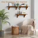 Forbena Wooden Floating Shelves for Wall Set of 3, 24 Inch Wall Shelf for Bedroom, Dark Wood Arched Hanging Wall Shelves for Bedroom, Living Room, Office, Nursery, Dining Room (Walnut Brown), 24 Inches Long