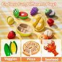 44 Items 85Pcs Play Food Sets for Kids Kitchen | Cutting Toy Food Set with Storage Basket | Fake Fruits,Vegetables & Pizza | Pretend Play Kitchen Accessories | Educational Learning Gift for Boys Girls