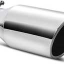 AUTOSAVER88 2.5 Inch Inlet Exhaust Tip, 2.5" Inlet 3" Outlet 6" Overall Length Chrome Polished Stainless Exhaust Pipe Tip for 2.5" Outer Diameter Tailpipe, Rolled Angle Cut, Bolt/ClampOn, Universal
