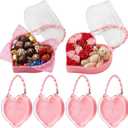 Youyole 6 Pcs Mother's Day Small Heart Box Containers with Handle Reusable Plastic Gift Bag Portable Jewelry Organizer for Flower Gifts Candy Snack Food Party Favor(Pink)