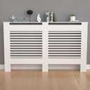 High Radiator Cover Wood Cabinet: 36 Inch Height White Large Heater Covers Horizontal Slat Modern Tall Radiators Shelf Thicken MDF Wooden Bedroom Hallway Home Furniture for Living Room