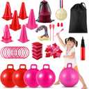 Sotiff 55 Pcs Valentine's Day Games for Kids Carnival Activity Galentine Games with Hopper Balls, Ring Toss, Bean Bags, Egg Spoon Relay Race for Classroom Indoor Outdoor Family Party Yard Supplies