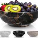 Gusto Nostro 8" Luxury Black Marble Decorative Bowl for Coffee Table - Elegant Decorative Fruit Bowl for Kitchen Counter - Heavy Stone Entryway Catch All for Keys, Potpourri Holder Centerpiece, Medium