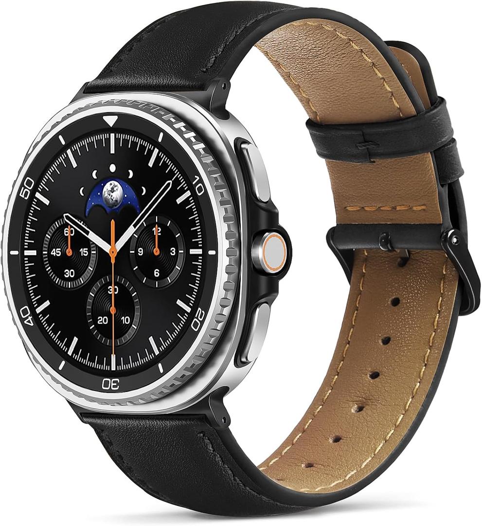 Leather Band Compatible with Samsung Galaxy Watch 8 40mm 44mm/ 8 Classic 46mm, 2025 Top Grain Genuine Leather Replacement Strap for Men Women (Not for Galaxy Watch Ultra)