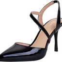 Yumlon Closed Toe Slingback Heels Wedding High Stiletto Heel for Women 3.3 Inch Ankle Strap Pointed Toe Pumps Prom Dress Bride Shoes for Dinner Party Sexy, Size 8,5