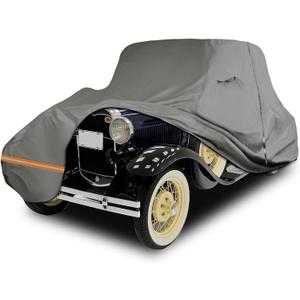 Old Classic Car Cover Waterproof Compatible with Ford Model A Coupe/Roadster 1928-1931 Accessories, All Weather Protection Car Covers with Driver Door Zipper and Storage Bag, Grey