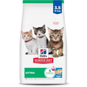 Hill's Science Diet Kitten, Kitten Premium Nutrition, Dry Cat Food, Ocean Fish & Brown Rice, 3.5 lb Bag (EXP 04/01/27)