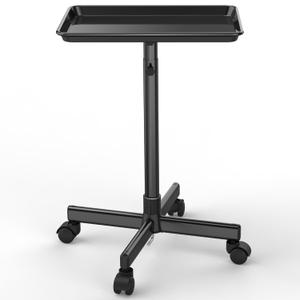 TASALON Premium Salon Tray on Wheels, Aluminum Salon Rolling Tray Trolley for Salon Essentials, Adjustable Height Provides Ample Storage for Hairstylist Tray, Tattoo Tray and Clinic Tray Use - Black