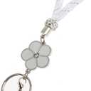 2 x Fashion 8" Handmade Crystal Wristlet Lanyard,Premium Bling Keychain Lanyard,Waterproof Plush Ball Rhinestone Waist Lanyard For Women(1 Clear)