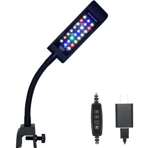 VARMHUS Fish Tank Clip on Light,Aquarium lED Light,Fish Tank RGB Clamp Plant Light with Timer Dimmer (4.8W)