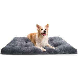 Dog Crate Bed Washable Jumbo Dog Beds for Large Dogs Deluxe Thick Flannel Fluffy Comfy Kennel Pad Anti-Slip & Anti-Scratch Pet Sleeping Mat, 48 x 29 Inch, Gray