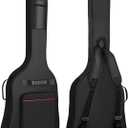 Bass Guitar Case 7mm Padding Bass Guitar Bag Waterproof Electric Bass Bag, Electric Bass Gig Bag Bass Case Backpack with Neck Strap and Pockets, Black&Red Line