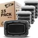Freshware Meal Prep Containers 15 Count (Pack of 1) Compartment Food Storage Containers with Lids, Bento Box, BPA Free, Stackable, Microwave/Dishwasher/Freezer Safe (28 oz, Clear)