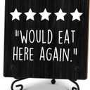 Kitchen Wooden Sign - Chef Was Cute Would Eat Here Again -Dining Table Decor With 1 Iron Support, Funny Gifts For Chef, Rustic Farmhouse Home Kitchen Dining Room Table Shelf DecorBlack 5 x 5 Inches